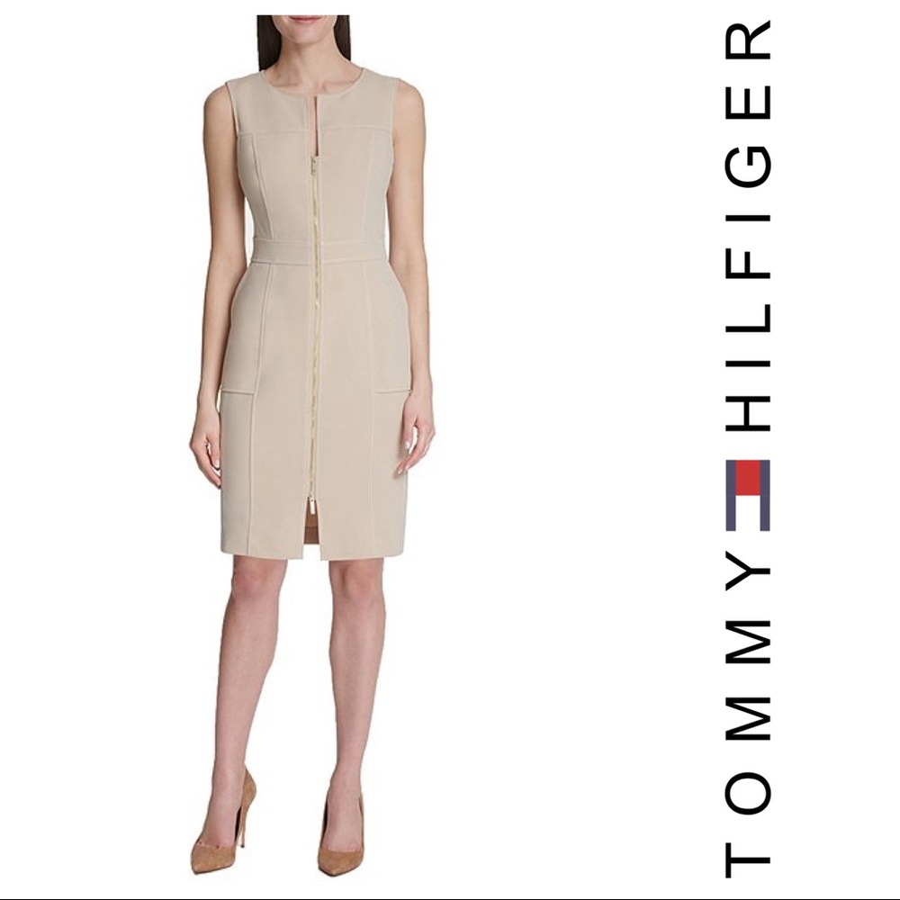 Tommy Hilfiger Scuba Crepe ZipFront Sheath Dress 8